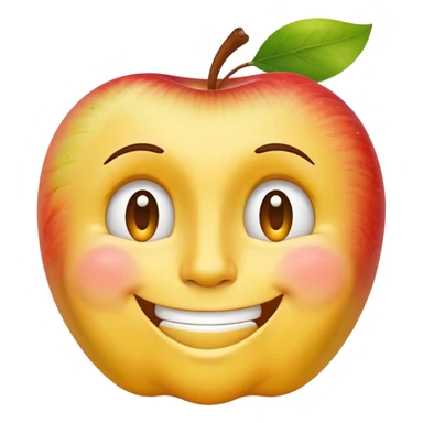 A yellow face smiling awkwardly while embarrassed, scratching its temple with one hand, and looking to the side in Apple emoji style sticker