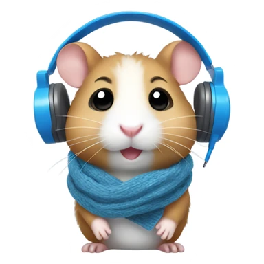 A hamster with a scarf and cute blue headphones sticker
