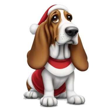 Basset hound wearing Santa suit sticker