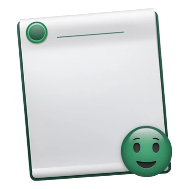 clean white document sheet with a header and a dark green stamp at the bottom, no faces, emoji style sticker