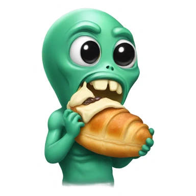 alien eating croissant sticker