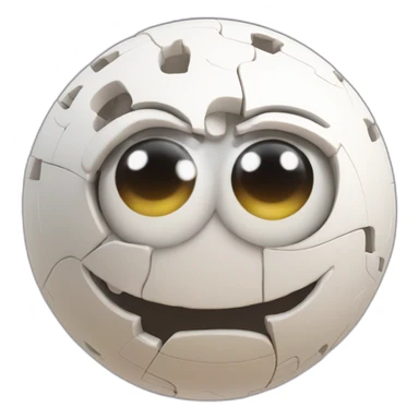 3d sphere with a cartoon jigsaw texture with big childish eyes sticker