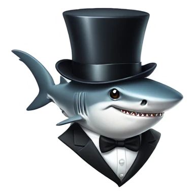Shark with a top hat and tuxedo and a monocle sticker