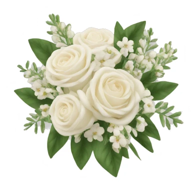 White and cream bouquet with greenery sticker