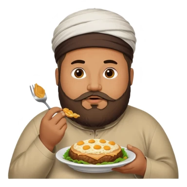 fat muslim man eating food sticker