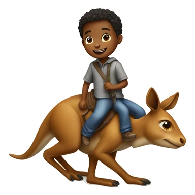 A little boy riding a kangaroo sticker