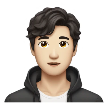 korean male with dark brown hair, looks like a kpop singer sticker