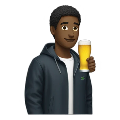 Lacoste black friends man drinking beer with windbreaker sticker