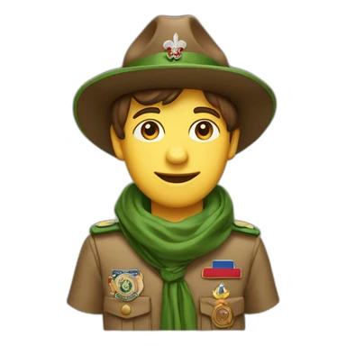 One french boyscout with a campaign hat; brown hat; green neckerchief; europa badge sticker
