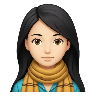 A person with long hair and wearing a kochi scarf  sticker