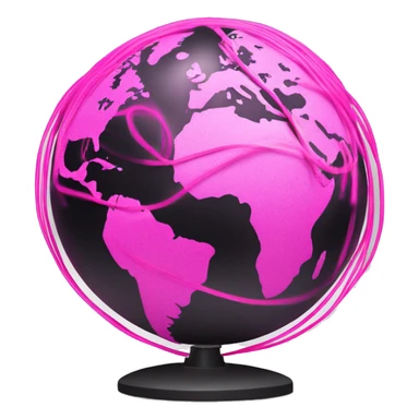Hot pink fiber optic cable wrapped around a globe  sticker