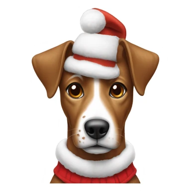 Brown dog with white on face in Christmas outfit  sticker