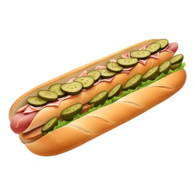 Cinematic Realistic B√°nh m√¨ Sandwich Dish Emoji, showcasing a crusty baguette filled with savory meats, pickles, and fresh herbs rendered with dynamic detail and appetizing lighting. sticker