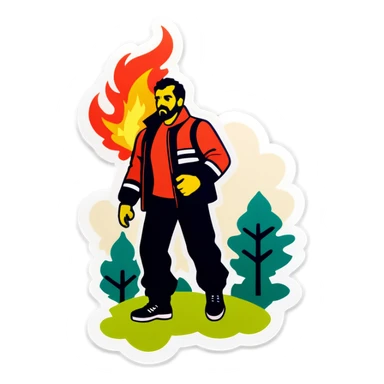 Arsonist in a park sticker