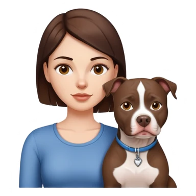 White girl with dark  brown hair with her pitbull dog sticker
