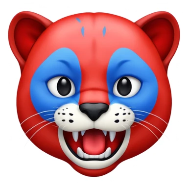 Half red half blue panther face with mouth open  sticker