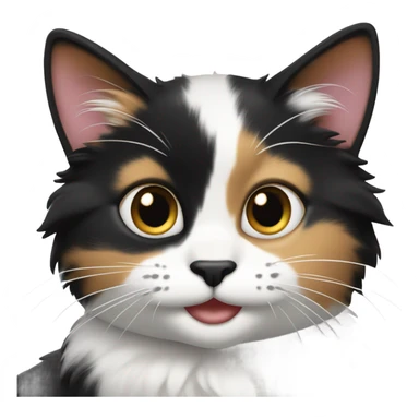 Black and white calico cat smiling cutely sticker