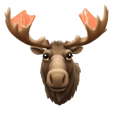 A moose with a salmon head and horns sticker