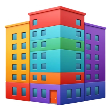 I want a 7 storey building with 7 chakras colour. Starting with red colour at the base sticker