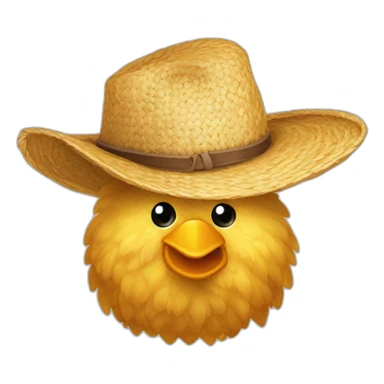 Un fermier avec un chapeau de paille qui porte un panier contenant un poulet sticker