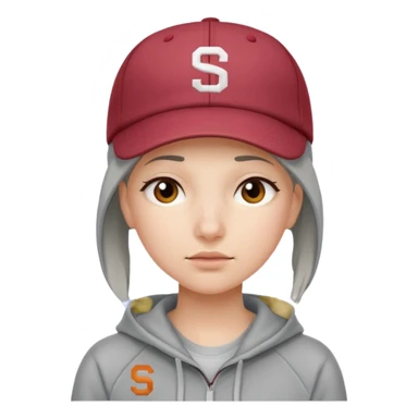 Female tech developer going back to work after christmas holidays, looking tired and wearing a hoodie and a baseballcap that says "S V T" sticker