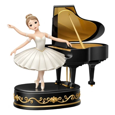Piano Music Box with Dancer sticker