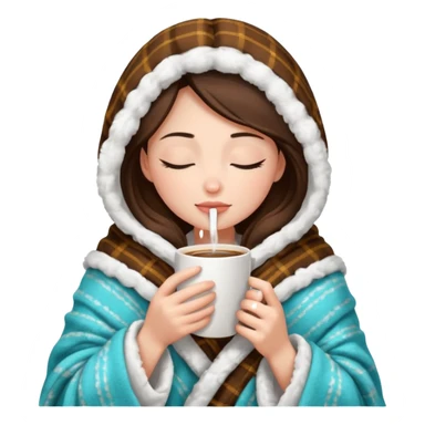 girl inside a blanket sipping coffee eyes closed sticker