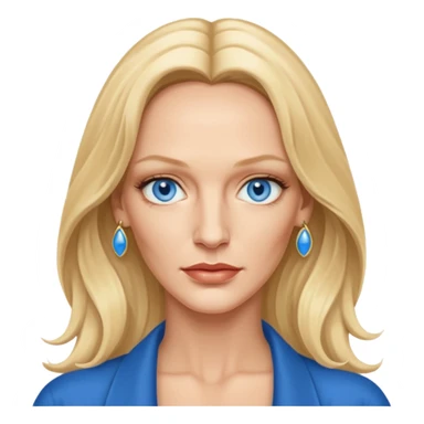 Uma Thurman with blue eyes, long hair sticker