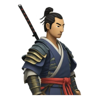 Samurai looking down horizon sticker