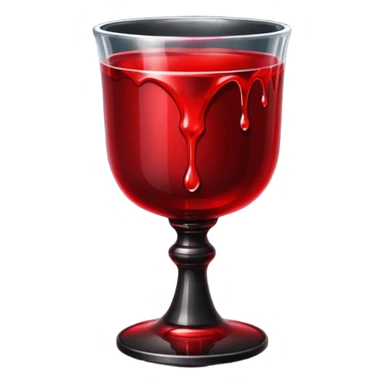 Dark gothic chalice with red liquid dripping, iOS emoji style, clean lines, high contrast sticker
