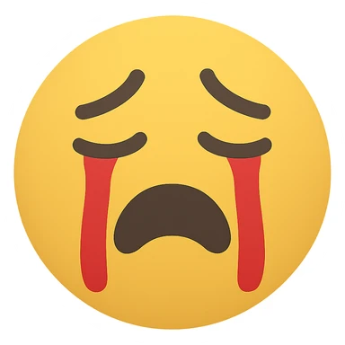 yellow crying face emoji with matte finish and red tears sticker