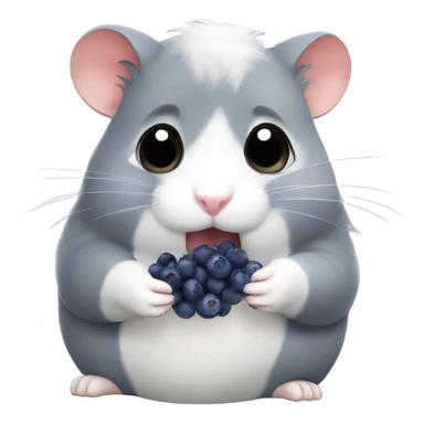Grey hamster eating blueberries sticker