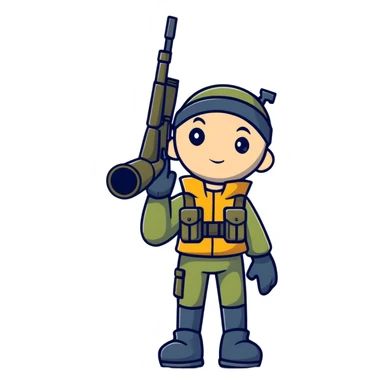 sniper cartoon standing saluting sticker