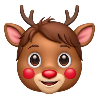 Rudolph cute face emoji for slack simple with hair sticker