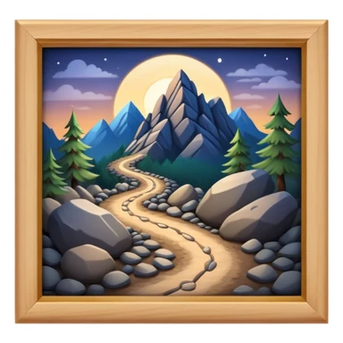 mountain 2 crossroads trails with rocks  two trails—one illuminated,, and one in darkness, representing reaction.  sticker