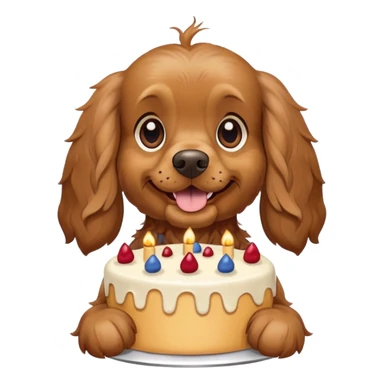 Cocker spaniel holding a cake sticker