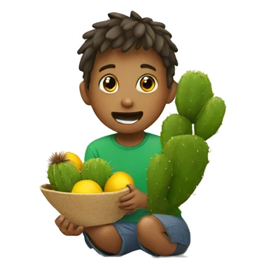 Kid eating cactus fruit sticker