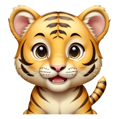 Cinematic Comical Tiger Cub Portrait Emoji, Head tilted dramatically with an exaggeratedly shocked expression, featuring a compact, endearing build with wide, comically expressive eyes full of humorous disbelief, Simplified yet hilariously expressive features, highly detailed, glowing with a slightly sassy wild glow, high shine, dramatic yet playful, stylized with an air of quirky feline attitude, soft glowing outline, capturing the essence of a meme-worthy tiger cub that looks ready to side-eye its way into viral fame! sticker
