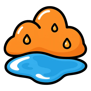 Make the wet soil look even wetter with puddles and shine, keeping the color outline icon style. sticker