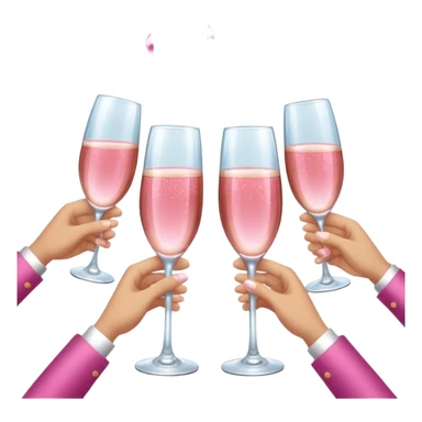 champagne glasses with pink champagne giving cheers with hands sticker