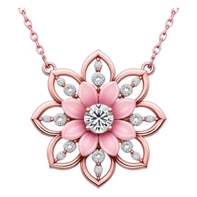 Pink flower diamond necklace  sticker
