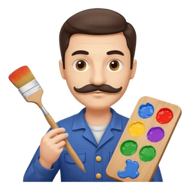 artist with a palette and a moustache sticker