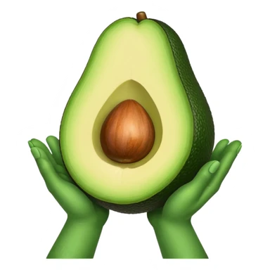 hands holding a big avocado sticker