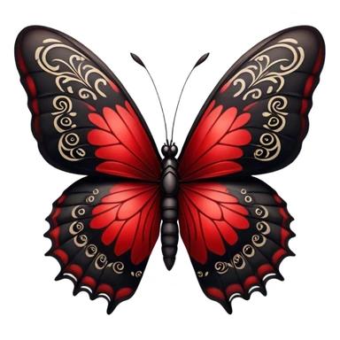 An Edgy crimson-blood-red obsidian-black beautiful butterfly sticker