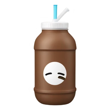 Brown water bottle with handle and straw sticker