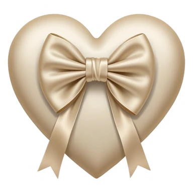 white heart with beige bow sticker