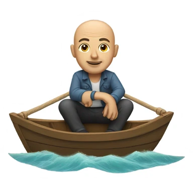 Bald man on a boat sticker