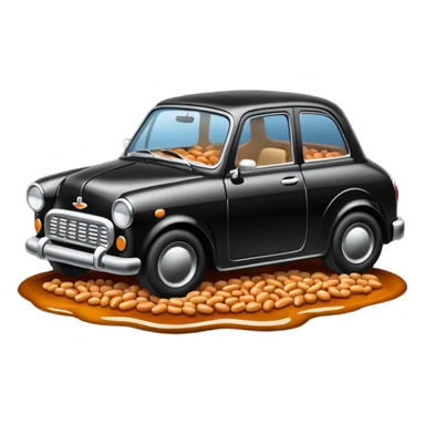 Car with beans in it and stuck in tar sticker