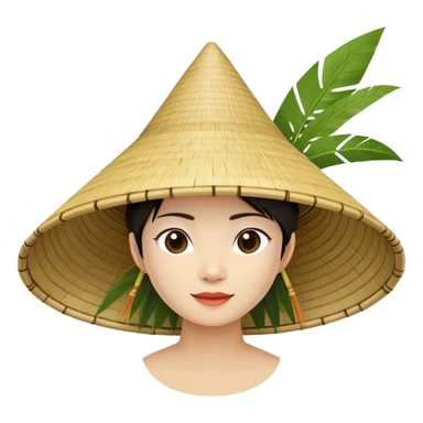 ​Cinematic Realistic Traditional Vietnamese Nón Lá, depicted as a delicately crafted conical hat made of bamboo and palm leaves with subtle texture and natural wear, evoking authentic cultural heritage, please show the hat only sticker