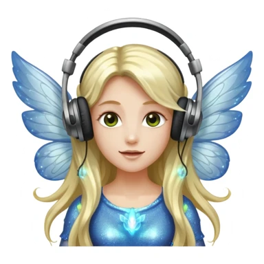 long haired make glitter fairy wearing headpones wing wings
 sticker